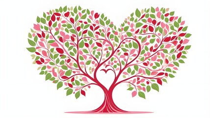 Obraz premium Heart-Shaped Tree Illustration - Symbol of Growth, Love, Charity
