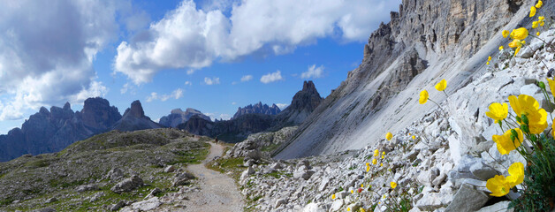 Wanderweg zur Drei Zinnen Hütte, Paternkofel, Sextener Dolomiten, Südtirol, Italien, Europa,...