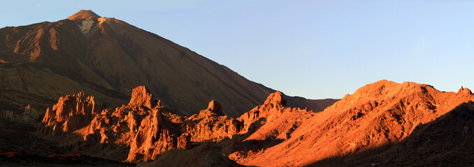 Las Canadas mit Teide im Abendlicht, Insel Teneriffa, Kanaren, Kanarische Insel, Spanien, Europa,...