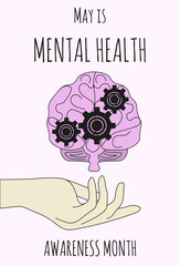 Bulletin design of Mental Health awareness month poster. Simple flat style vector illustration can used medical clinic brochures. Ideal for social media. EPS 10