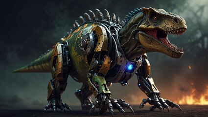 dinosaur robot illustration