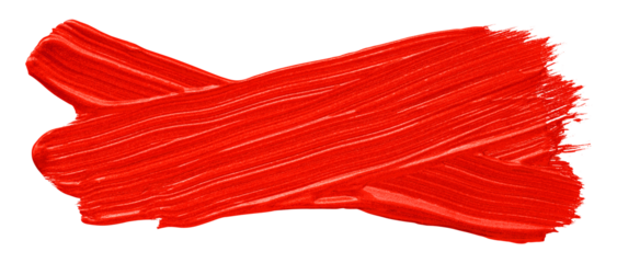 Shiny red brush stroke isolated on transparent background