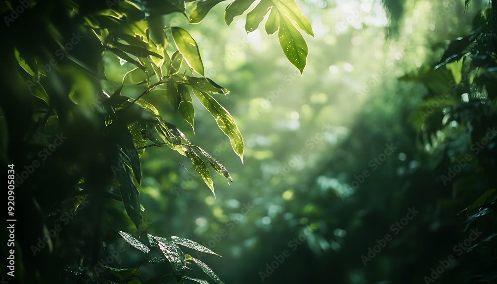 Poster Background of Thick Jungle Vines and Leaves with Soft Bokeh