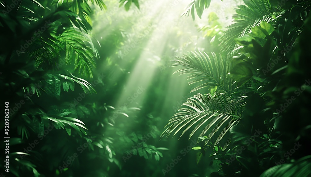 Aufkleber background of thick jungle vines and leaves with soft bokeh