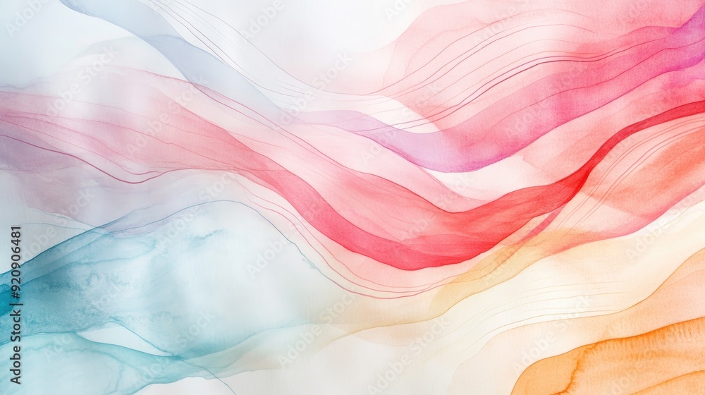 Aufkleber artistic abstract line paper backdrop featuring hand-drawn lines and a watercolor wash, creating a u