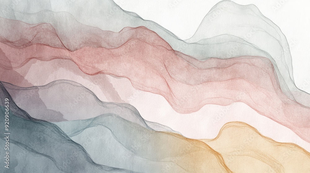 Aufkleber artistic abstract line paper backdrop featuring hand-drawn lines and a watercolor wash, creating a u