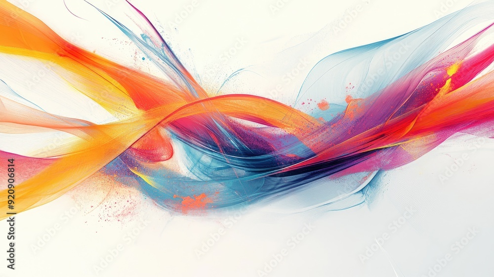 Aufkleber artistic abstract line paper backdrop with dynamic, overlapping lines and a splash of color, perfect