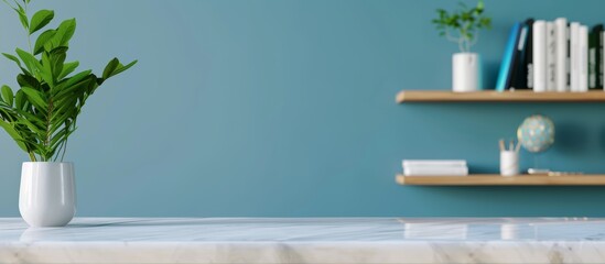 Blurred background of a modern home interior with an empty wooden table top for product display montage