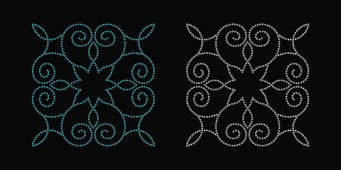 Rhinestone flower vector Design. Unique modern rhinestone seamless flower vector design, element vector design for Illustration of rhinestones in the form of a necklace. Flower Transfer Rhinestone.