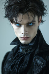 a model wearing a dracula costume for halloween