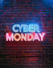 Fototapeta premium Black Friday deal. Cyber Monday Sale. Online shopping , internet ads in neon style. E-commerce. Slashing price. Set of promotional banners
