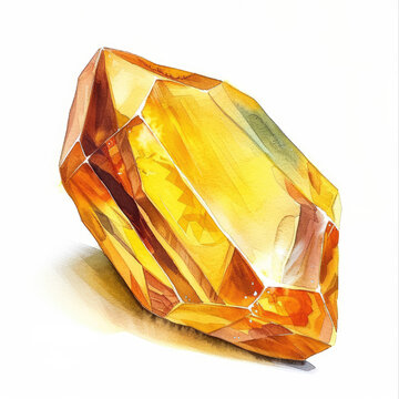 Yellow Topaz Gemstone in Lustrous Watercolor