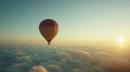 Hot Air Balloon Soaring Above the Clouds at Sunrise