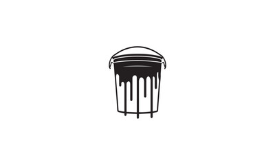 Paint Bucket Icon Vector black Logo Template Illustration Design white background