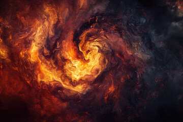 Obraz premium A mesmerizing swirling vortex of flames and smoke evokes the raw power of nature in an enchanting celestial dance.