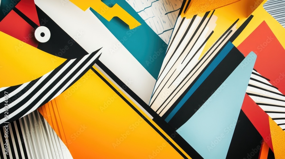 Aufkleber contemporary abstract line paper backdrop featuring bold, angular lines and a dynamic color scheme, 
