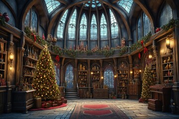 Obraz premium Christmas Library