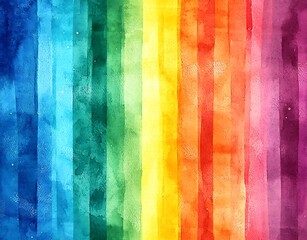 Watercolor Rainbow Stripes Pattern.
