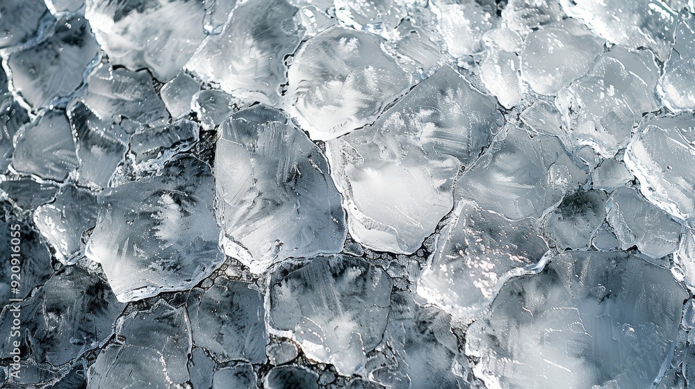 Poster abstract ice texture with cracks and air bubbles