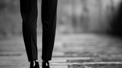Stylish Monochrome Fashion Model in Industrial Warehouse - Minimalist and Chic Style