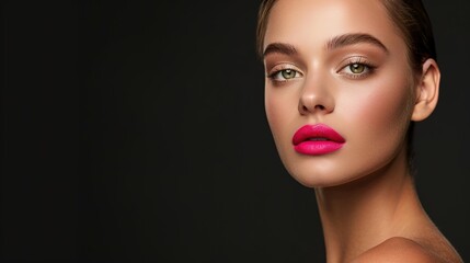 Fototapeta premium Radiant Beauty: The Modern Elegance of Flawless Makeup and Fashion Glamour