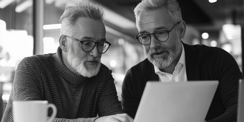 Two men discussing a document