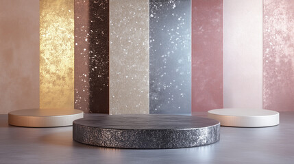 A podium that emphasizes delicate shiny details for an elegant and modern look. Stage showcase, Product