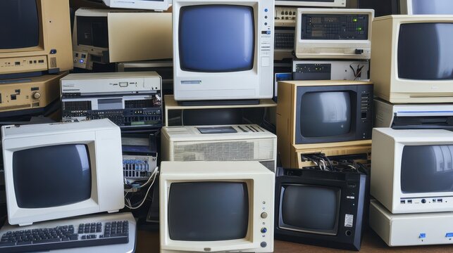 A heap of outdated computers, representing the rapid pace of technological advancement
