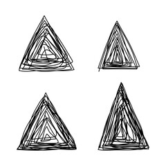 Triangle tangled scribble logo icon sign Hand drawn ink sketch Decorative scrapbooking element Doodle abstract design style Fashion print for clothes greeting invitation card flyer banner poster cover