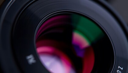 A close-up of a camera's aperture blades