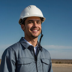 Confident Engineer Smiling on a Clear Day