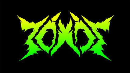 Toxic text typography, free style font hand drawn vector illustration for rock and roll metal music t-shirt sticker poster design