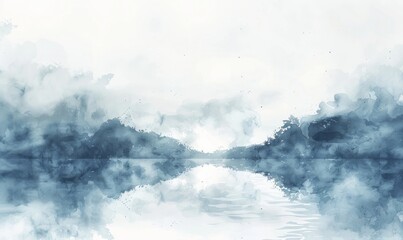Watercolor abstract misty morning on white.
