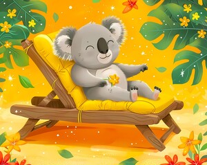 Cute_koala_on_sun_lounge_illustration_playful_and_fun