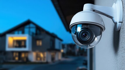 Illuminated Security Camera Ensuring Safety on House, Isolated Background