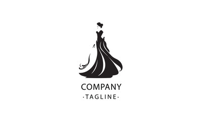 Fototapeta premium Gala Dress lady fashion vector black logo design white background