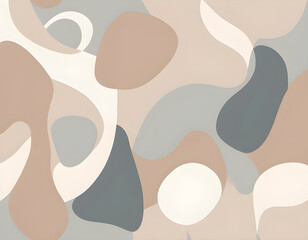 Abstract shapes and line in nude pastel colors. Neutral background in minimalist style
