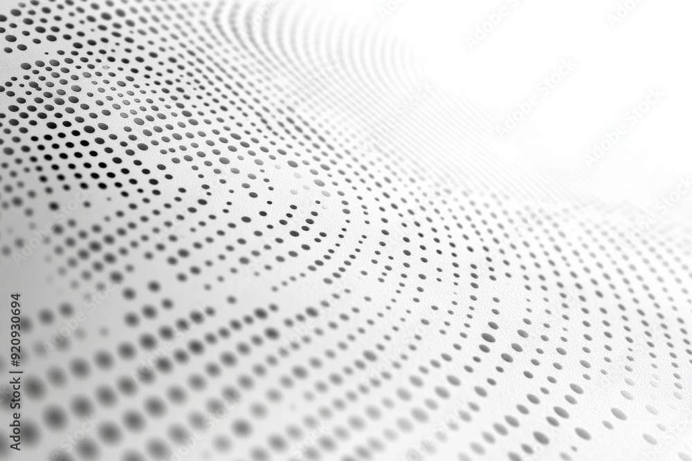Poster soft white and grey dots create a smooth gradient halftone pattern in a minimalist arrangement, enha