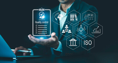 Quality management and validation process concept, Quality Assurance (QA), Quality Control (QC), ISO certification, Guarantee, Compliance to law regulations standards of products  services.