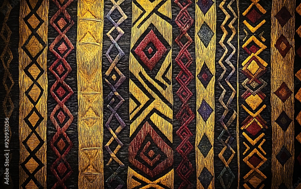 Aufkleber background showcasing african kuba cloth from congo with intricate patterns