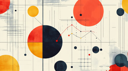 Abstract connected lines and dots circuit. Simple technology graphic background, vector design representing network technology and connections.