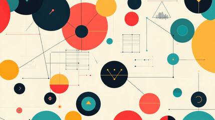 Abstract connected lines and dots circuit. Simple technology graphic background, vector design representing network technology and connections.