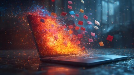 Obraz premium Plasma sparks ignite cosmic window, nebula textures paint alien night sky design