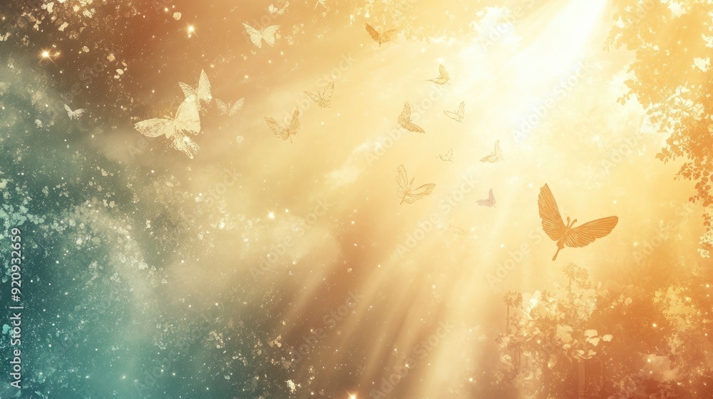 Poster Soft abstract background with religious icons subtly embedded, creating a calming and unifying visual experience