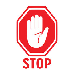 Red Stop Hand Block Octagon Sign or Adblock or Do Not Enter or Forbidden Icon