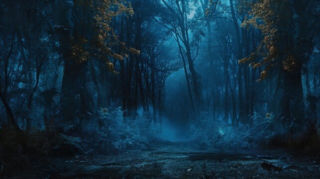 Dark forest panorama fantasy landscape