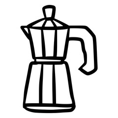 black and white hand drawn minimalist line art black and white color mokapot brewed coffee