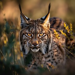 Obraz premium Beautiful Iberian Lynx in the Mediterranean Scrublands of Spain