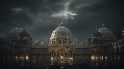 Obraz premium A Mysterious Palace Under a Stormy Sky