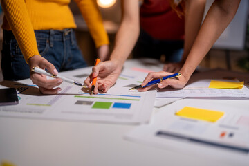 Business team analyzing financial data and discussing growth strategies